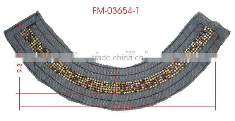 2MM Multi Color Rhinestone U Shape Collar Beaded Neckline Garment Accessories