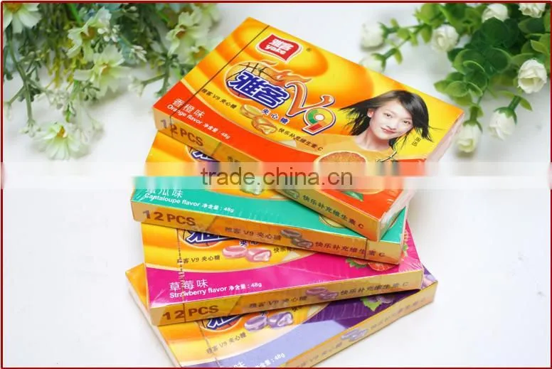 48g V9 center filled hard candy confectionery