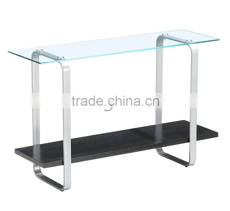 Modern solid glass&wooden coffee table