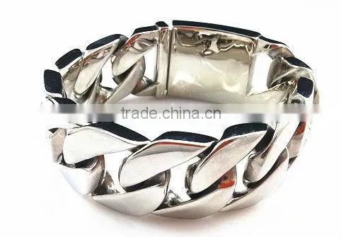 B476s 316l stainless steel fashion 2.5cm wide big heavy high polish chain bracelet