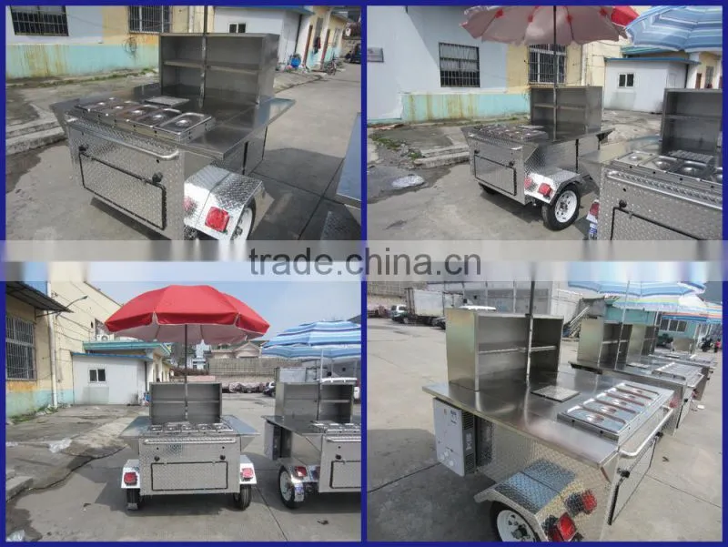2015 hot sales best quality CE ISO UL EEC hot dog cart food vending hot dog cart stainless steel hot dog cart