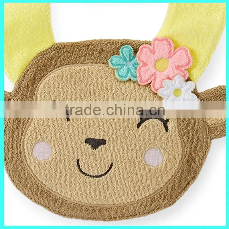 2015 New Design monkey girl toddler bibs, waterproof baby bib