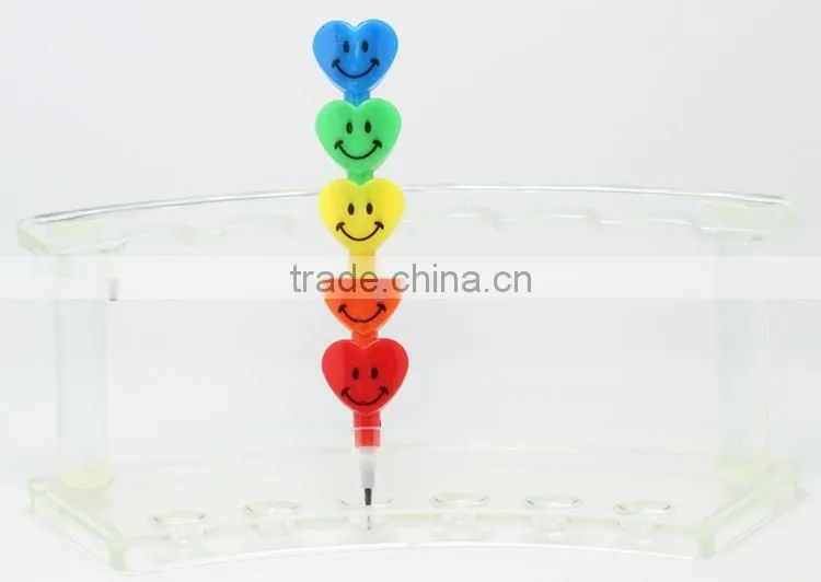 5PCS heart shape Stackable coloring pencils stockable coloring pen