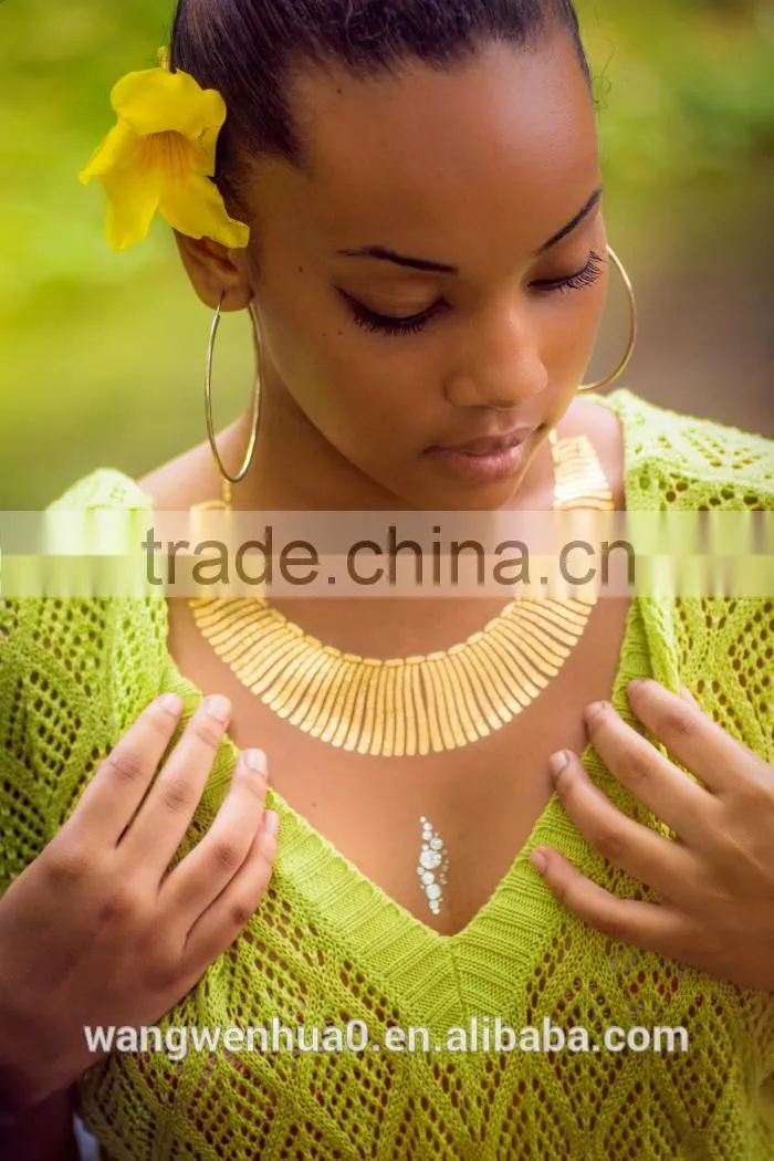 Mixcoco metallic tattoo supply, custom body jewelry temporary metallic tattoo/water transfer printing gold tattoo