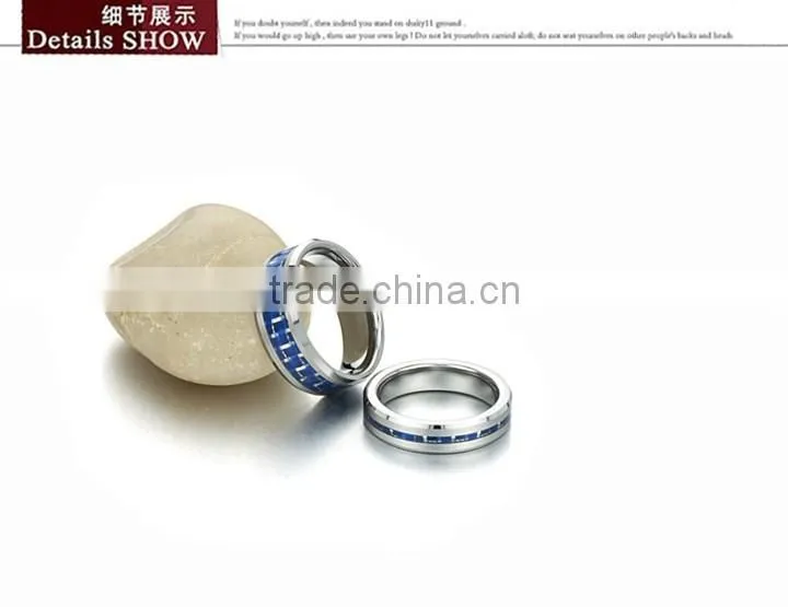KSTONE 2015 New Fashion Blue Carbon Fiber inlay Tungsten Ring,Tungsten Couple Wedding Rings
