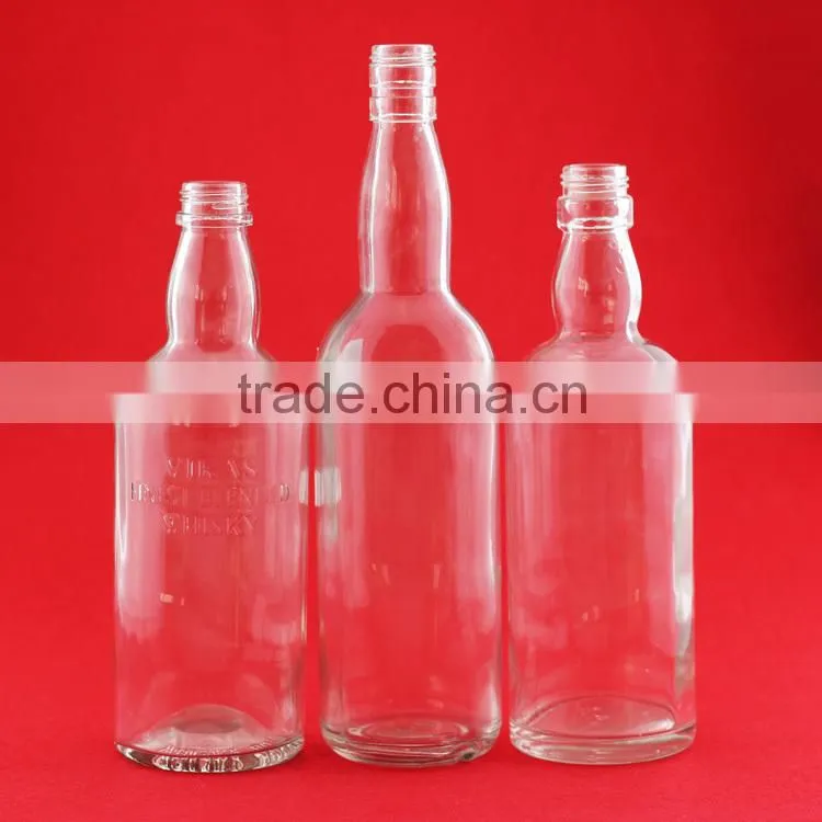 wholesale 750ml wine bottles decal glass spirit bottle hith thin frosted liquor bottles