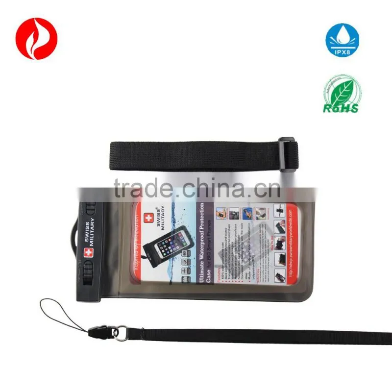 PVC material waterproof phone bag with headphone jack