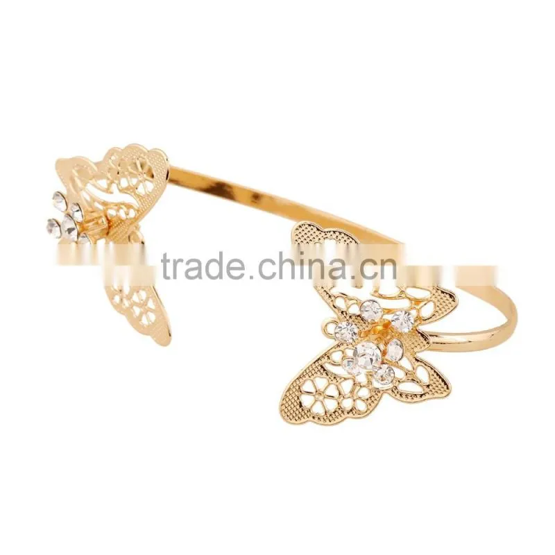Crystal Hollow Butterfly Hand Jewelry Four Finger Palm Rings For Young Women
