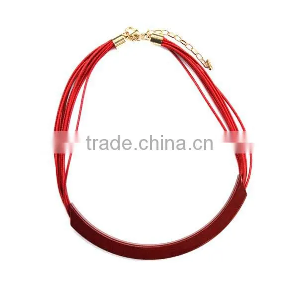 2014 Fashion brass tube necklace in matt silver