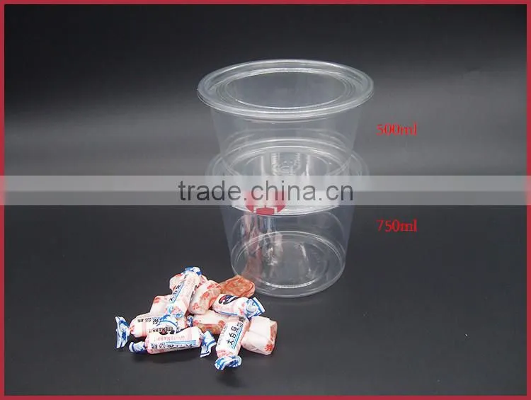 PET Products Disposable Plastic Food Container for Chocolate and Candy,transparent 500ml