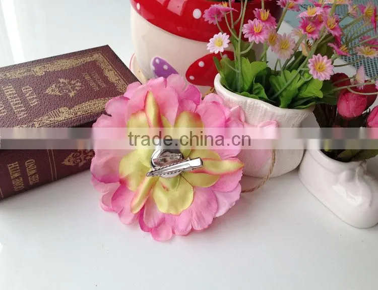 Popular Silk Fabric Artificial Peony Flower Brooch Silk Hat Flower