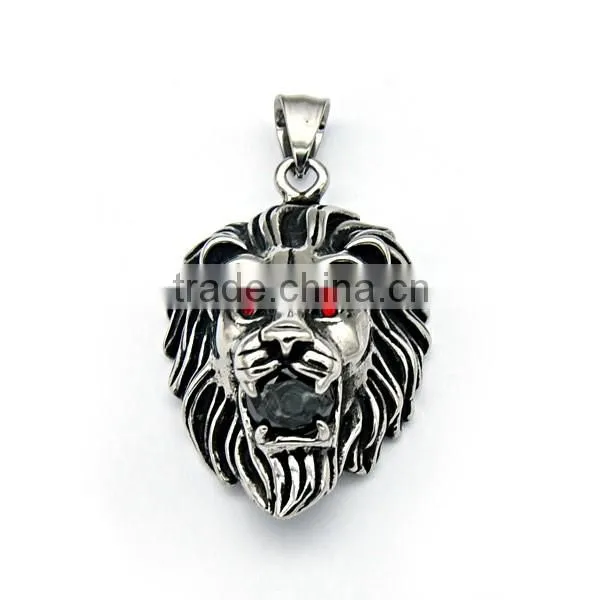 2016 Cheap Animal Crystal Mens Jewelry Silver Stainless Steel Lion Pendant Charm Necklace