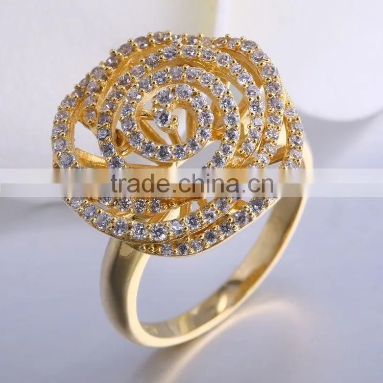 New fashion flower shape gold ring design 925 silver flower ring