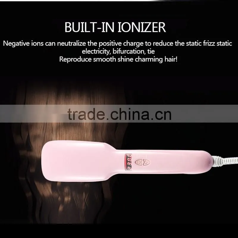 New design electric hair straightening brush with 2 in 1 packaging