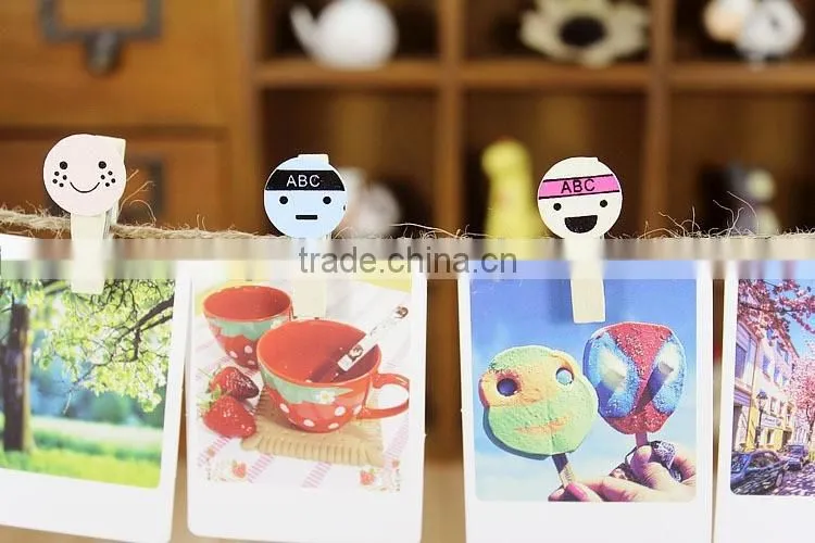 Cute cartoon face name card clip wooden postcard clip /photo clip