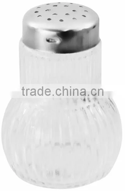 stripe ball shape glass spice jar