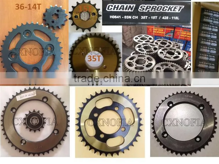 YBR125 BAJAJ ct100 motor transmission system chain sprockets with 428/428H chains