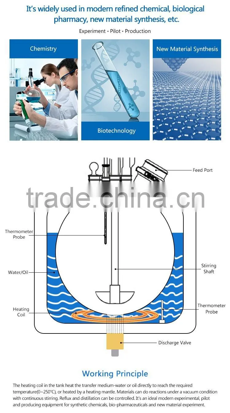 2017 Hot Sale 20L Single Layer High Borosilicate Gass Bioreactor