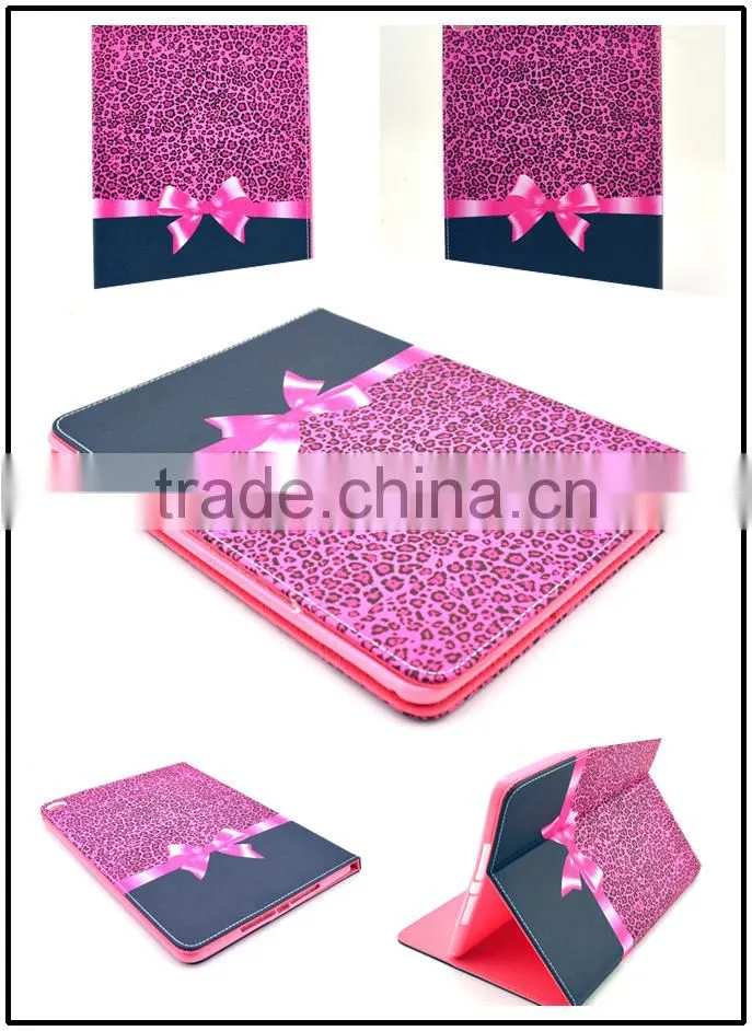 Creative leopard leather case for ipad 6 air 2,Fashional leopard leather case for ipad 6 air 2