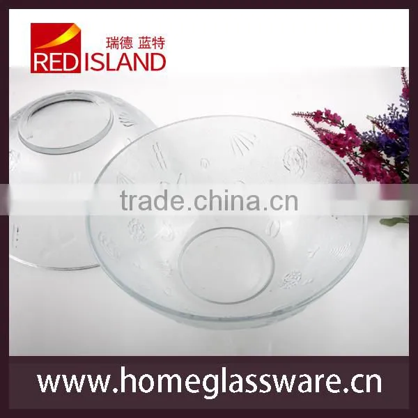 9" large mixing serving salad bowl sea shell pattern glass