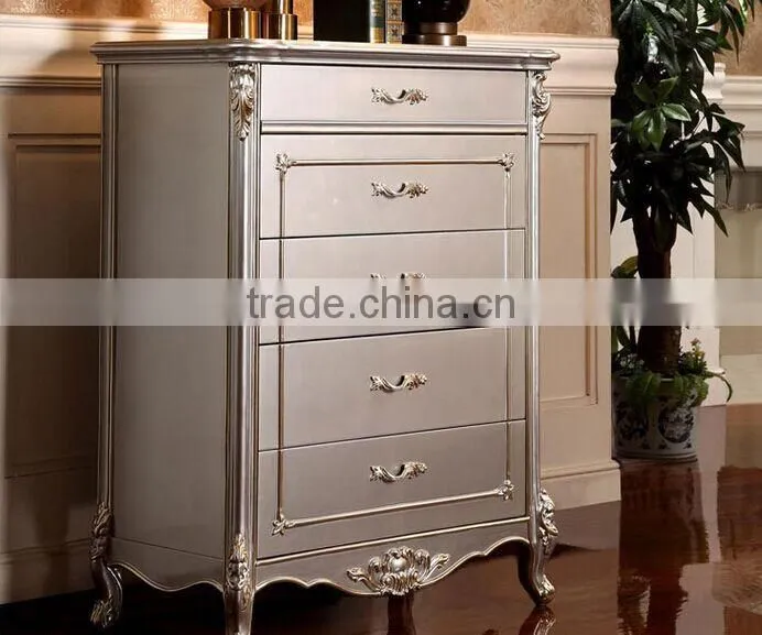 European Style Solid Wood with Genuine Leather Bed, Royal Bedroom Carved Furnitur Bed, Royal Bedroom Furniture (BF01-ML013)