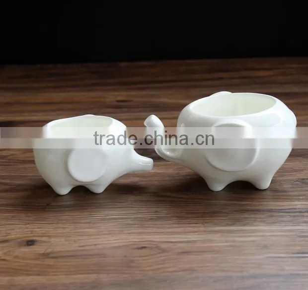 Indoor decor ceramic flower pots small white animal bonsai