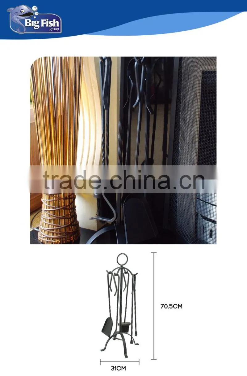 4in1 Black Metal Fireplace Tools Set