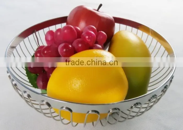 2016 High Quality Round Shape Steel Wire Fruit Basket Chrome