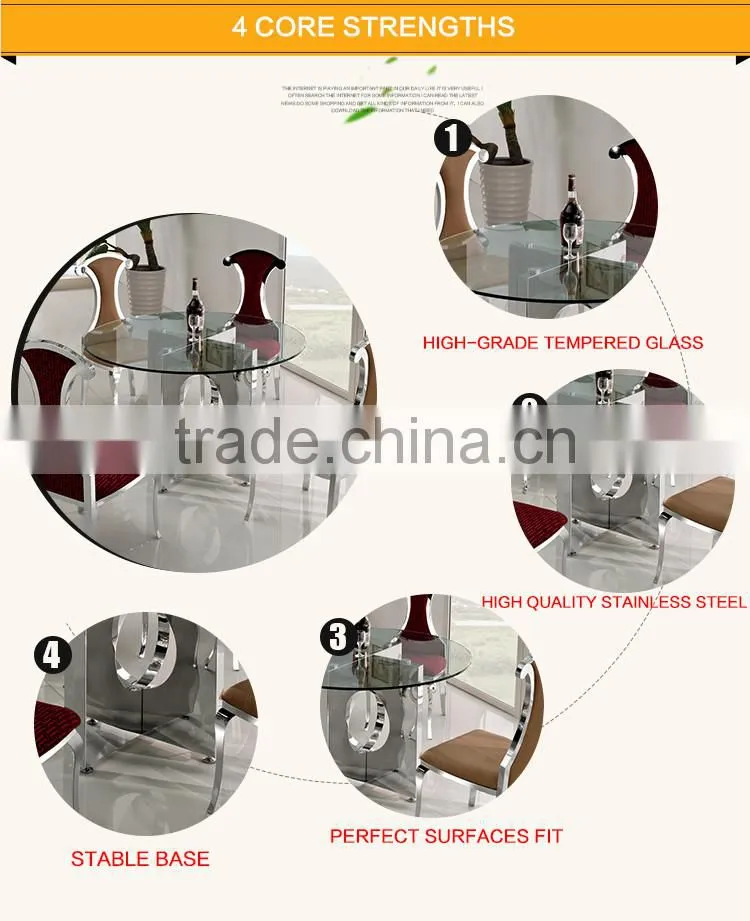 TH315 Home furniture glass top round white dining table