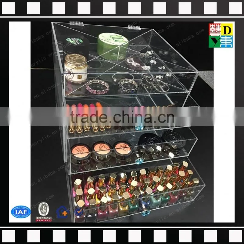 2016 customized Deluxe Diamond Handle Clear Acrylic Makeup Organizer with 7 Drawer