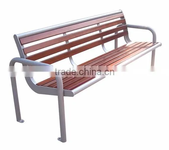 steel and wood patio bench