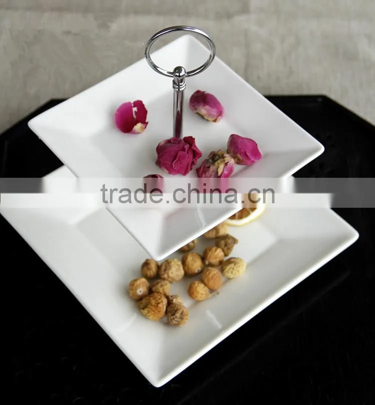 white square porcelain/ceramic three-layer plate