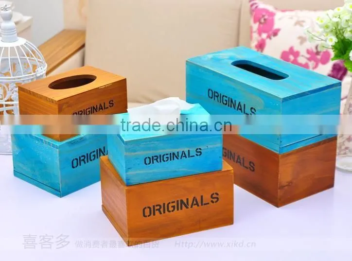 Solid wooden tissue box