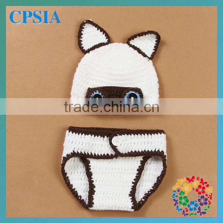 Beautiful Crochet wool knit hats beanie with infant diaper covers