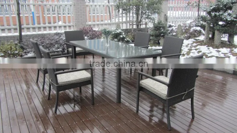 All Season Outdoor Furniture Rectangle Rattan Table and Chairs Dining Set