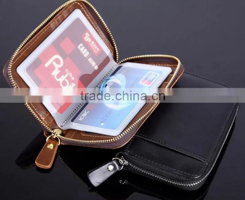 RFID protection men leather passport holder mobile phone card holder