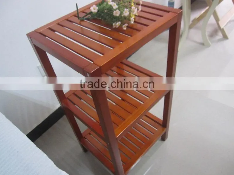 Wholesale wooden two layers wooden garden flower shelf