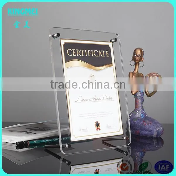 KM-CP62 OEM Custom made 10x8cm 6x4cm Table Screws Transparent Square Acrylic Plastic Paper Photo Frame