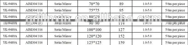 prices of high quality seamless pipe AISI 304 316 square pipe alibaba china
