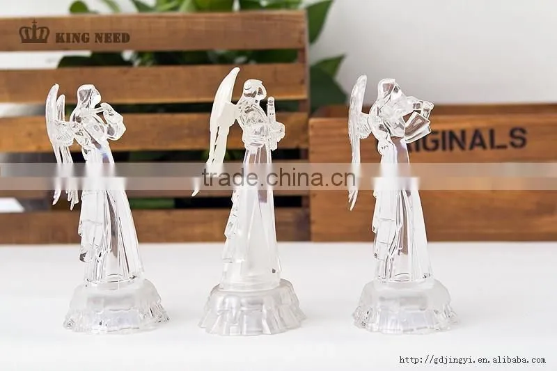 LED Acrylic christmas angel with instrument figurines