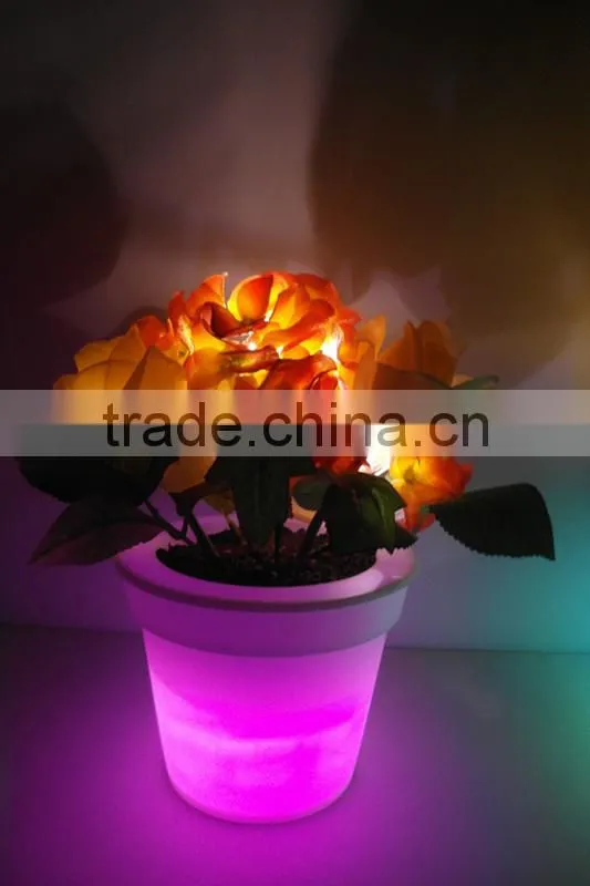 cheap home decoration plastic PE solar led light garden flower pot