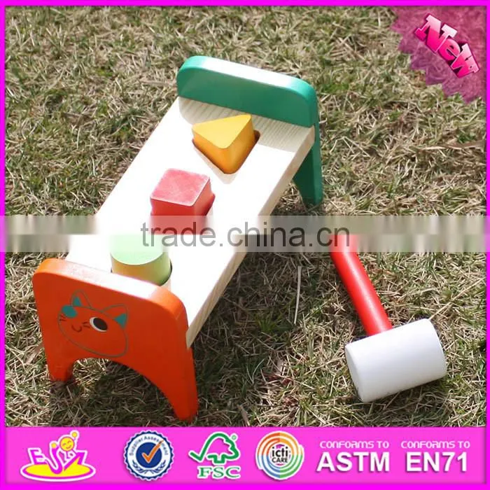 2016 new design baby toy wooden pounding bench W11G026