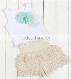 2017 Kids Stocks Cute baby Girl Summer Sleeveless2 Pcs Baby Clothes/ Clothing