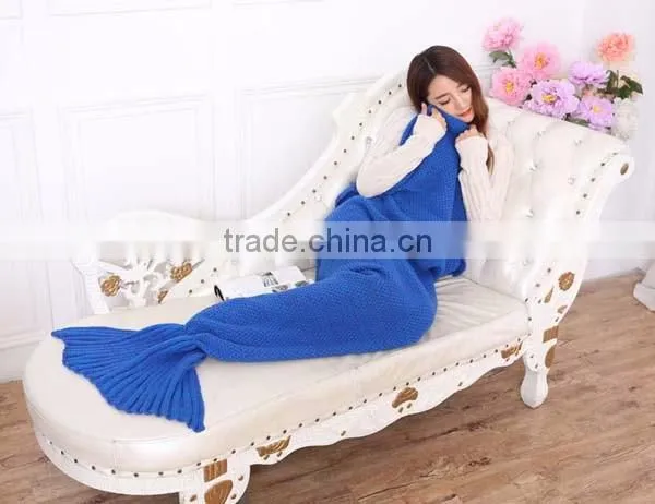 wholesale 2016 high quality winter Knitted Mermaid Tail Blanket