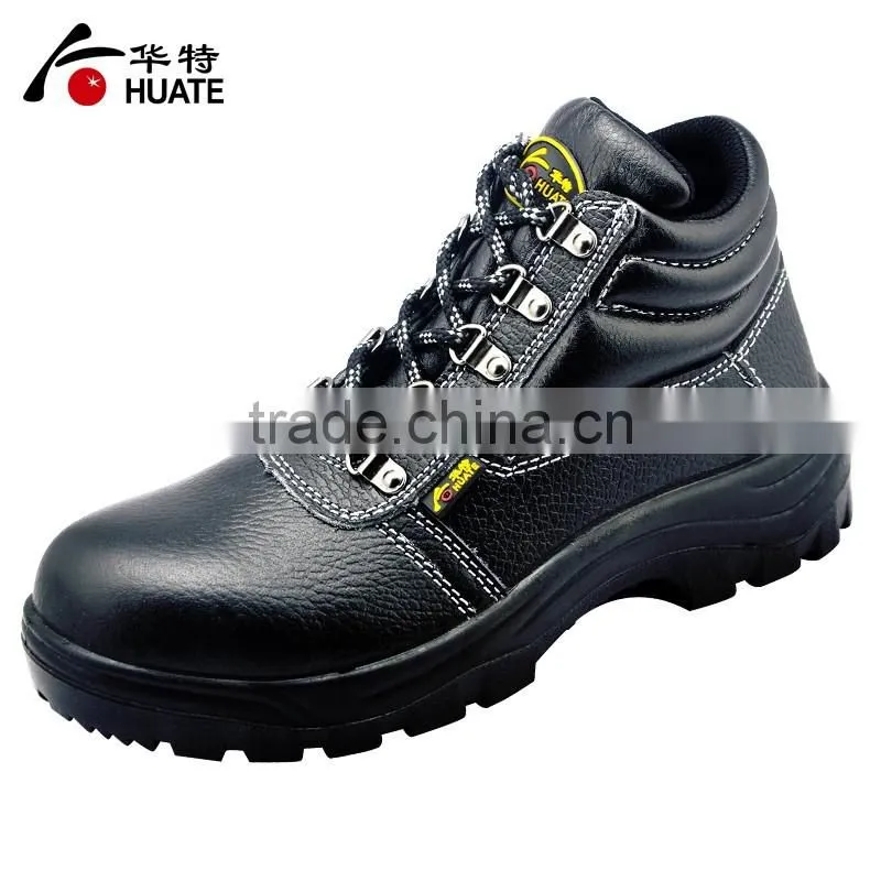 Black genuine leather protective steel toe cap Safety Shoes