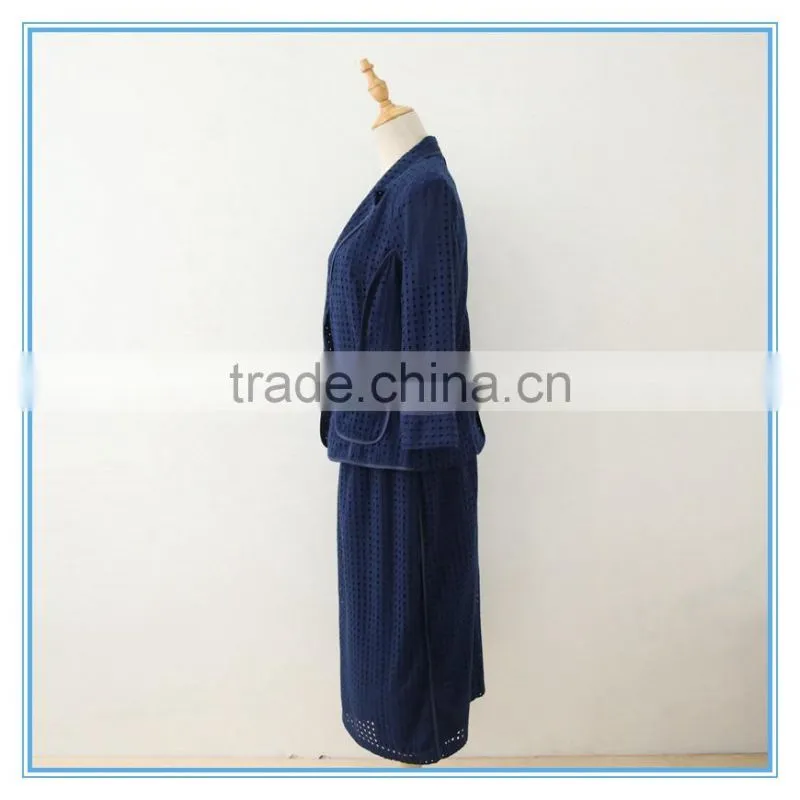 Organic 100% Cotton Eyelet Embroidery Business Suits Lady Church Suits