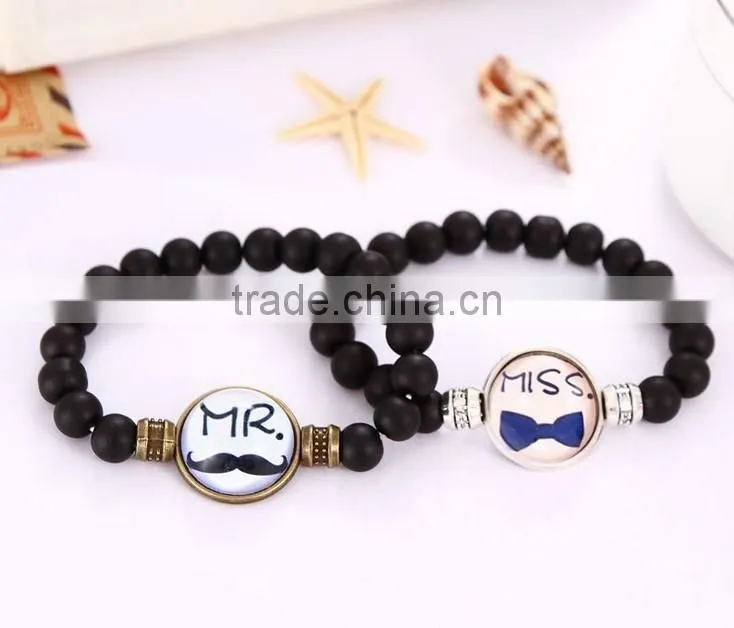 customized UK flag glass dome charm wood bracelets jewelry