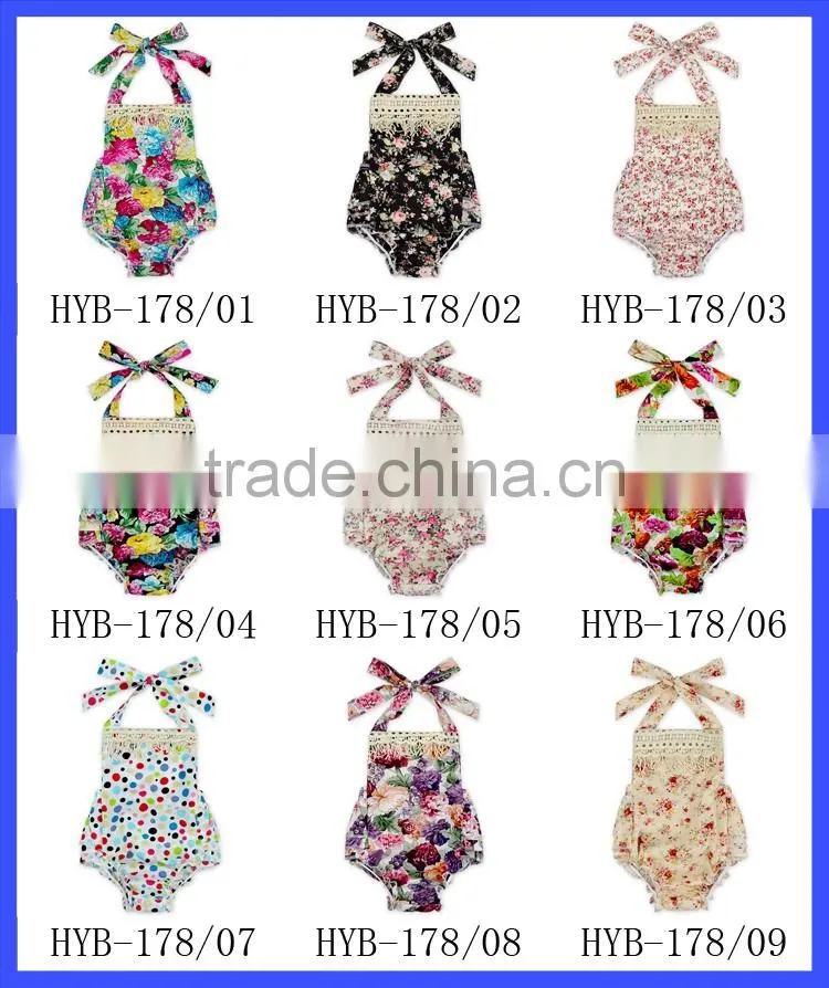 HYB178 Yihong New Arrive Children Clothing Ruffle Baby Girls Halter Summer Baby Romper