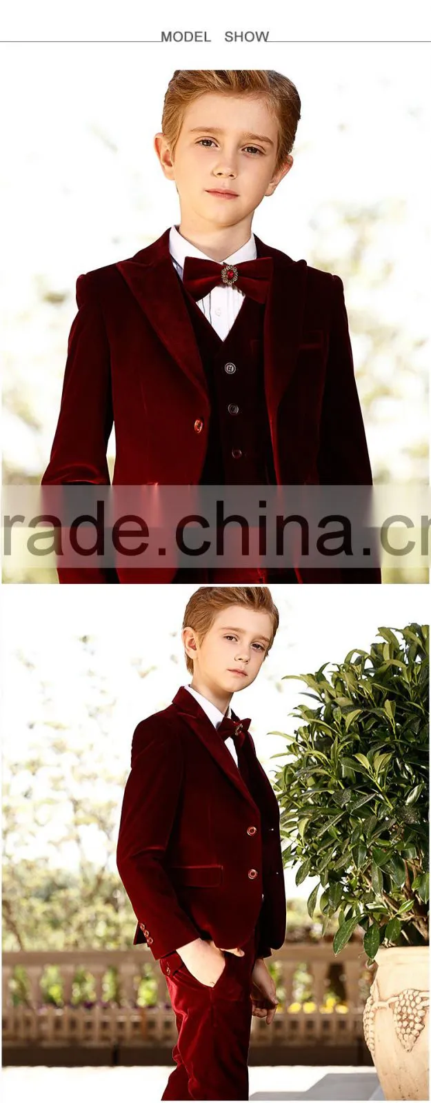 High quality Velvet sweat formal party suits for boys