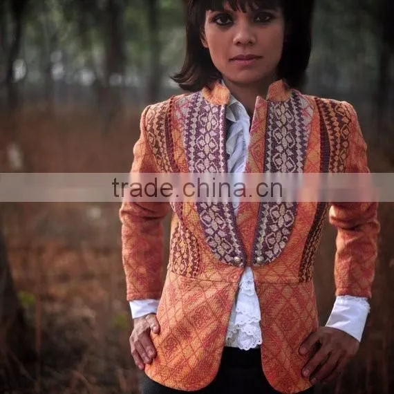 Vintage Kantha Boho Jacket in One of a Kind Aztec Print ~ Small